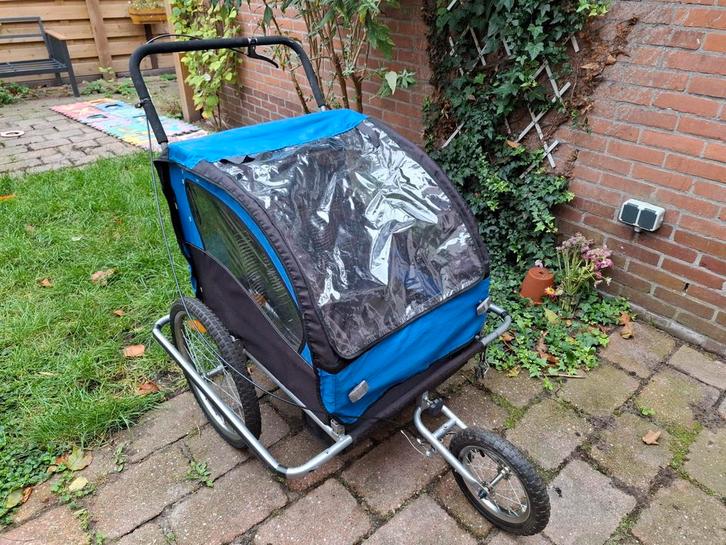 Fietskar/Wandelwagen 2 kinderen, Fietsen en Brommers, Fietsaccessoires | Aanhangers en Karren, Zo goed als nieuw, Kinderkar, 40 tot 60 kg
