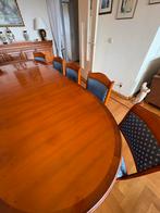 Houten eettafel met stoelen, Ophalen, Gebruikt, 100 tot 150 cm, Eikenhout