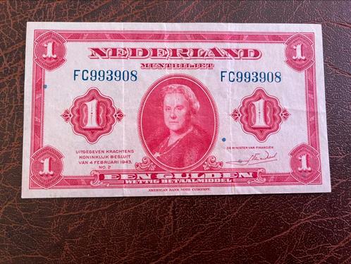Mooie gulden 1943, Postzegels en Munten, Bankbiljetten | Nederland, Los biljet, 1 gulden, Ophalen of Verzenden