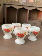 5 Vintage Arcopal eierdopjes van opaalglas., Glas of Glazen, Ophalen of Verzenden, Overige stijlen, Glas
