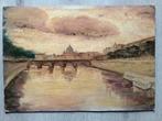 Joh van Kesteren - Zicht op Rome   Kasteel Saint Angelo 1935, Antiek en Kunst, Ophalen of Verzenden