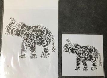Mandala sjabloon stencil met een india olifant  beschikbaar voor biedingen
