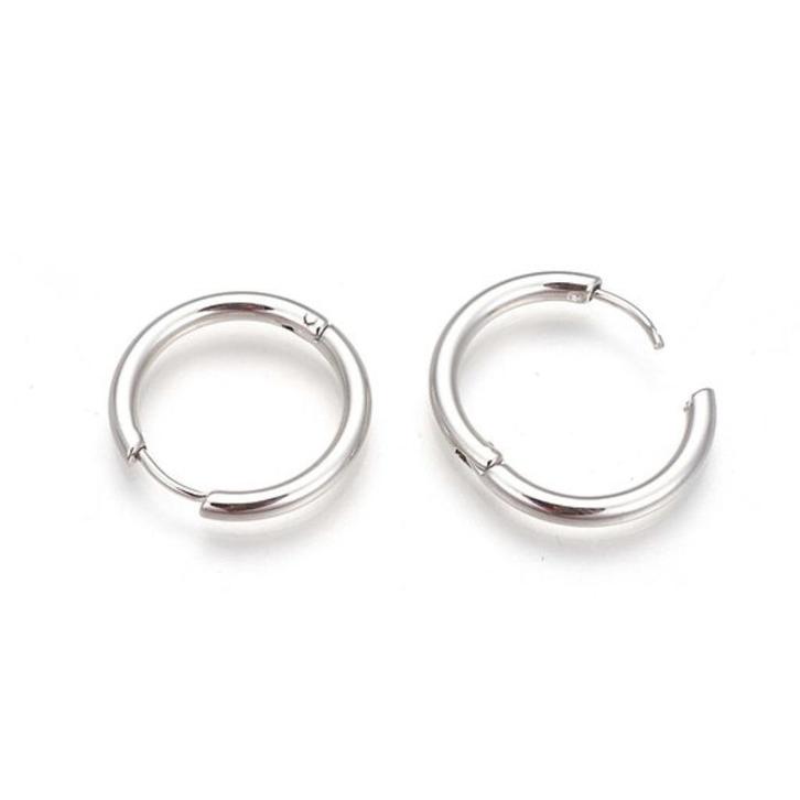 stainless steel hoops zilver 14mm, 12mm of 16mm (per paar), Sieraden, Tassen en Uiterlijk, Oorbellen, Nieuw, Knopjes of Stekers