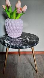 Leuk bijzet tafeltje plantentafeltje marmer look, Ophalen of Verzenden, Gebruikt, Rond, Minder dan 55 cm