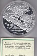 Gibraltar, 70 Ecu, 1993, 155.5g zilver, beperkte oplage, Postzegels en Munten, Zilver, Ophalen of Verzenden, Losse munt, Overige landen