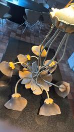 Terzani hanglamp met houtsnijwerk en murano kapjes, Ophalen, Gebruikt, Glas