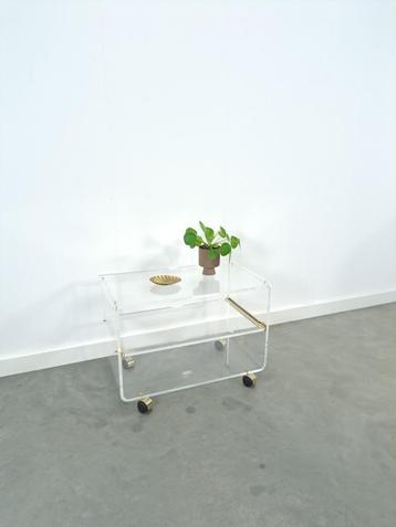Space age plexiglas trolley messing, tv meubel, stereokast beschikbaar voor biedingen