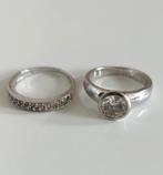 Zilveren ringen set met edelsteen en strass, Ophalen of Verzenden, Zo goed als nieuw, Dame, Zilver