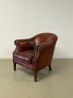 Engelse clubfauteuil in bruin rundleer, Huis en Inrichting, Fauteuils, Ophalen, Gebruikt, 75 tot 100 cm, Engels / Klassiek / Ambachtelijk
