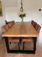 Eettafel 6 persoons - Hout & Staal, Ophalen, 100 tot 150 cm, 200 cm of meer, Zo goed als nieuw