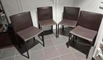 4 leren stoelen zadelleer Italiaans bruin MINOTTI, Huis en Inrichting, Stoelen, Ophalen, Gebruikt, Bruin, 2j.brabant@gmail.com