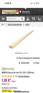 Ruw Vuren panlatten 22x38x2100mm nieuw €1,16p/s. (27stuks), Ophalen, Nieuw, Overige materialen, Plinten