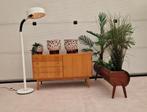 Vintage lichthouten dressoir met messing knopjes, 106cm, Ophalen, Gebruikt, 100 tot 150 cm, .