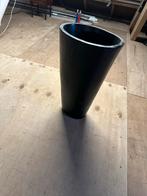 Grote Zwarte Bloempot, Gebruikt, Rond, Binnen, Aardewerk