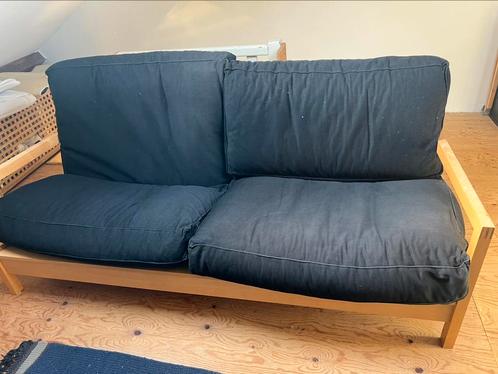 Vintage IKEA 2/3 pers. Lillberg houten bank slaapbank, Huis en Inrichting, Slaapkamer | Slaapbanken, Gebruikt, 120 cm, 200 cm