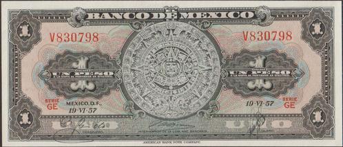 Mexico 1 peso 1957 aUNC p.59a (#115), Postzegels en Munten, Bankbiljetten | Amerika, Los biljet, Noord-Amerika, Verzenden