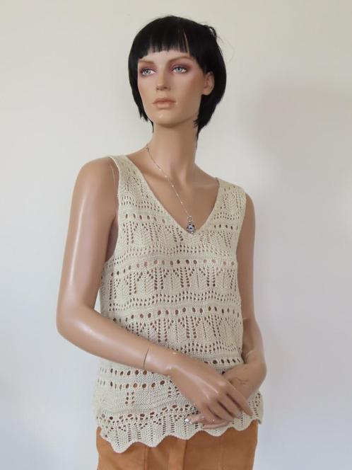 LIZZY LOU Geweldige Beige Gehaakte Mouwloze Top S 36, Kleding | Dames, Tops, Zo goed als nieuw, Maat 36 (S), Beige, Zonder mouw
