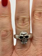 A156 Prachtige zilveren skull ring maat 19, 19 tot 20, Ophalen of Verzenden, X, Dame of Heer