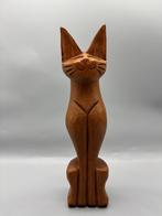 Houten Kat Mid Century 50's, Antiek en Kunst, Kunst | Beelden en Houtsnijwerken, Ophalen of Verzenden