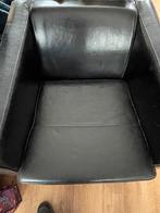 Zwarte lederen stoeltjes. 2 stuks, Huis en Inrichting, Fauteuils, Ophalen, Gebruikt, Minder dan 75 cm, Leer