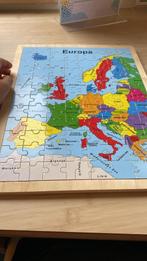 Houten Europa Puzzel, Ophalen of Verzenden, Minder dan 500 stukjes, Zo goed als nieuw, Legpuzzel