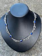 Zilveren chocker met lapis lazuli cabouchons, Antiek en Kunst, Ophalen of Verzenden, Zilver