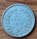 nette 25 cent 1897 Wilhelmina, Postzegels en Munten, Munten | Nederland, Ophalen, Zilver, 25 cent, Koningin Wilhelmina
