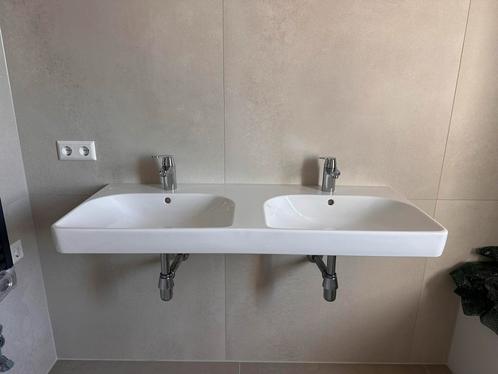 Geberit Smyle Dubbele Wastafel 120cm + 2x Grohe Eurosmart, Huis en Inrichting, Badkamer | Badkamermeubels, Nieuw, Wasbak of Wastafel