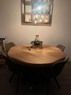 Ronde eiken tafel, Ophalen, 100 tot 150 cm, Rond, Zo goed als nieuw
