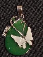 hanger Jade met vlinder, Ophalen of Verzenden, Nieuw, Zilver, Steen of Mineraal