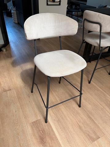 6 Barstoelen beige ribstof beschikbaar voor biedingen
