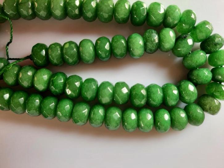 Jade groen rondel kraal facet circa 5-5.3x8 mm, Hobby en Vrije tijd, Kralen en Sieraden maken, Nieuw, Kraal, Ophalen