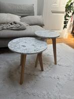 Marmeren bijzettafels, Huis en Inrichting, Tafels | Bijzettafels, Minder dan 55 cm, Rond, Hout, Ophalen