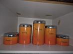Vintage oranje voorraad blikken, Antiek en Kunst, Ophalen
