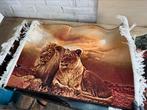 Perzisch Wandtapijt 50x70 cm – Leeuwenkoppel – Wanddecoratie, Ophalen of Verzenden, Zo goed als nieuw, 110 cm of meer