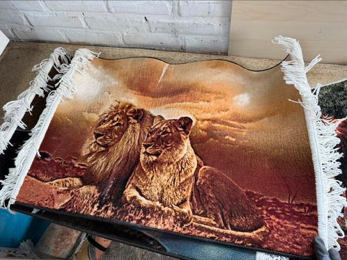 Perzisch Wandtapijt 50x70 cm – Leeuwenkoppel – Wanddecoratie, Dieren en Toebehoren, Hondenhokken, Zo goed als nieuw, 110 cm of meer
