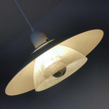 Scandinavisch vintage design LAMP metaal gewolkt glas retro beschikbaar voor biedingen