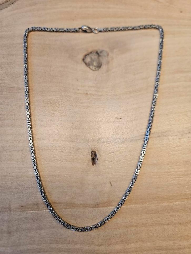 Zilveren Koningsketting Heren 60cm, Sieraden, Tassen en Uiterlijk, Kettingen, Zo goed als nieuw, Zilver, Zilver, Ophalen of Verzenden