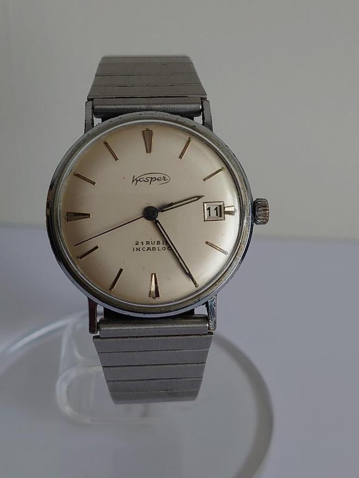 Vintage heren polshorloge " Kasper " 21 rubis - kaliber 400., Sieraden, Tassen en Uiterlijk, Horloges | Heren, Gebruikt, Overige merken
