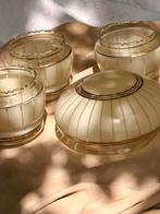 Vintage Lampenkap Glas Goud, Gebruikt, Overige kleuren, Rond, Ophalen of Verzenden