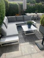 Moderene loungeset wit/grijs aluminium, all weather kussens, Tuin en Terras, Ophalen, 5 zitplaatsen, Gebruikt, Aluminium