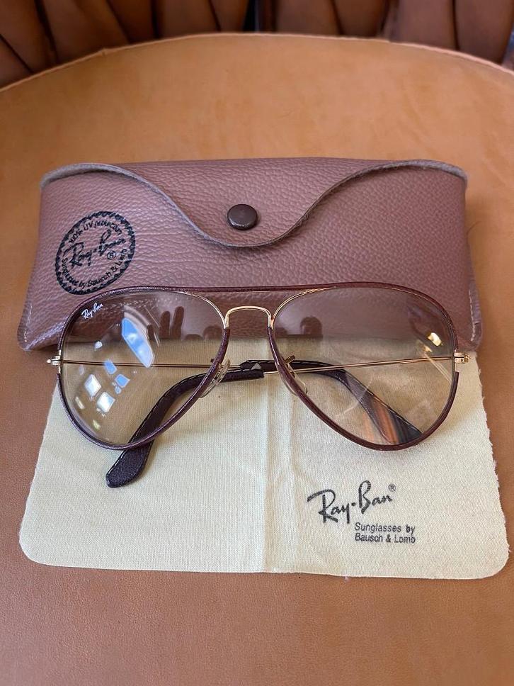 Vintage B&L Ray-Ban Aviator Leather 58 mm zonnebril A32, Sieraden, Tassen en Uiterlijk, Zonnebrillen en Brillen | Heren, Zo goed als nieuw