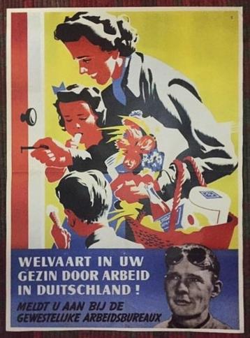 Poster werken Duitsland W.O.2 Oorlog Arbeitseinsatz replica beschikbaar voor biedingen