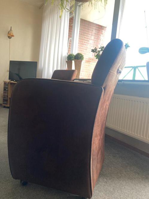 2 Bruine leren fauteuils - comfortabel en stijlvol, Huis en Inrichting, Banken | Sofa's en Chaises Longues, Gebruikt, Eenpersoons