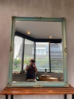 Facet geslepen spiegel in zeegroene lijst, Antiek en Kunst, Antiek | Spiegels, Ophalen, Rechthoekig