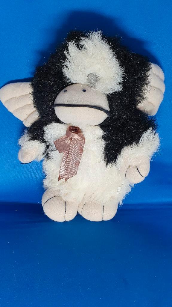 Vintage Gizmo knuffel, zwart en wit, grijze ogen. 30 cm. T1, Kinderen en Baby's, Speelgoed | Knuffels en Pluche, Gebruikt, Overige typen
