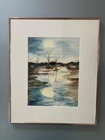 Aquarel Waterlandschap Len Molendijk 1991, Ophalen of Verzenden
