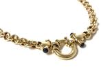 14 K Gouden Jasseron Slot Collier Saffier - 46 cm / 31,65 g, Sieraden, Tassen en Uiterlijk, Kettingen, Goud, Goud, Met edelsteen