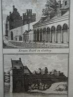 gravure Kraanpoort Waalkade en Boddelpoort Nijmegen 18e eeuw, Antiek en Kunst, Kunst | Etsen en Gravures, Verzenden