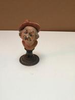 antiek karakterkopje / miniatuur buste op metalen voetstuk, Ophalen of Verzenden